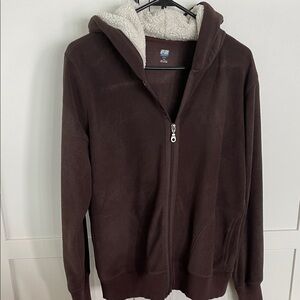 Women’s Brown Sherpa-Lined Zip-Up Sweater